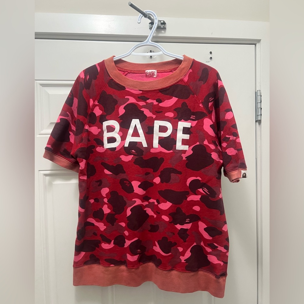 Bape Red and Pink Camo Short Sleeve Tee